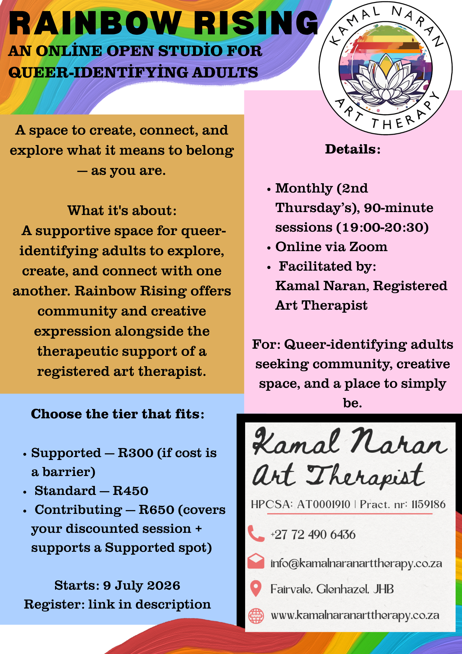 Rainbow Rising: Online Art Therapy Open Studio